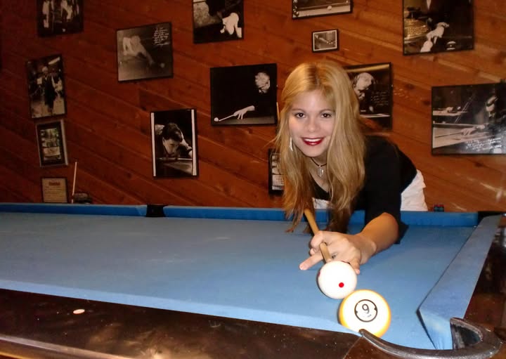 Mary the princess of billiards Avina Blond In Preston, Dallas, TX. I am embracing the Texas way of life while dedicating myself to mastering my billiard stroke, focusing on each movement with precision and passion. July 12, 2012.